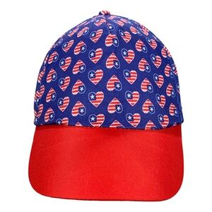 United States Of America USA Flag Hearts Red Blue White Adjustable Snapback Hat